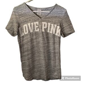 PINK VS love pink logo Heather grey tee XSmall xtra small extra small